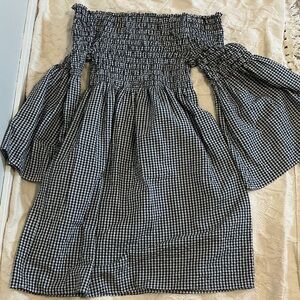 Max Studio Black and White Gingham Off-Shoulder Dress